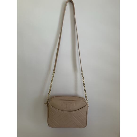 Tory Burch Alexa Stitch Shell Pink Camera Leather Cross Body Shoulder Bag - Picture 5 of 10